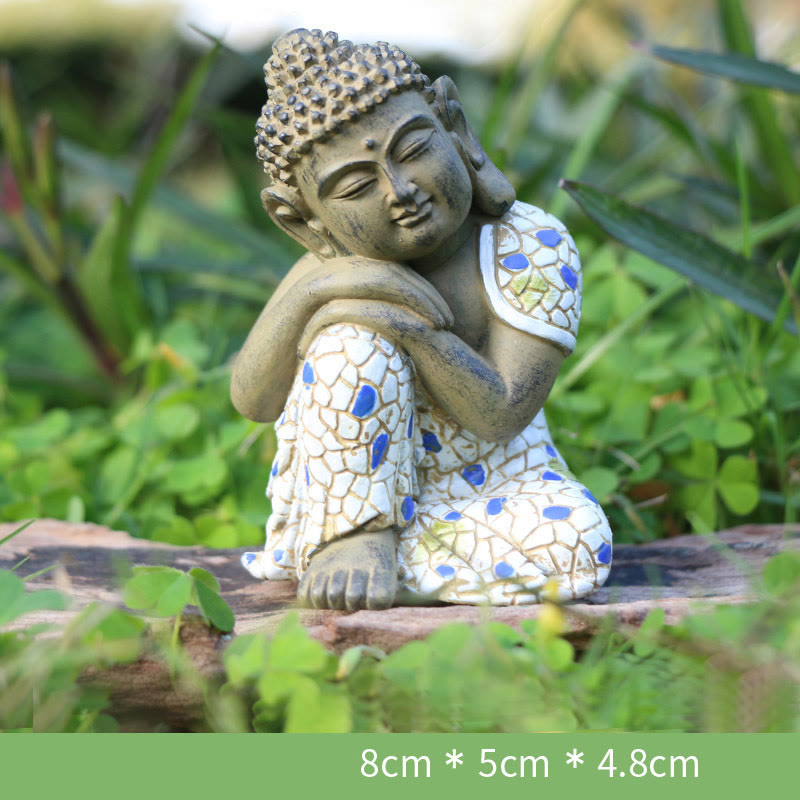 Meditierende Zen-Buddha-Statue aus Kunstharz für Gelassenheit und Ruhe