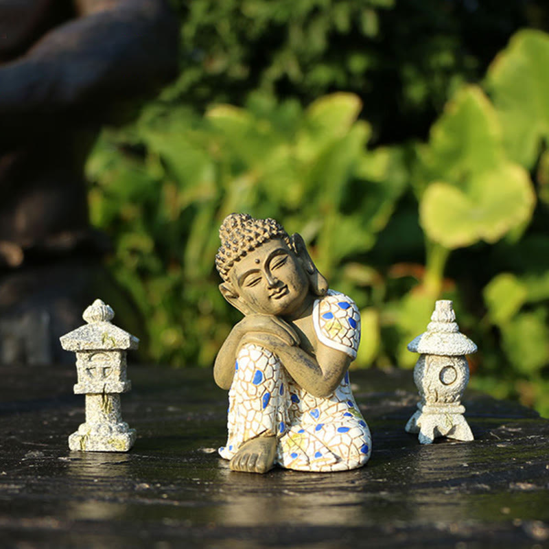 Meditierende Zen-Buddha-Statue aus Kunstharz für Gelassenheit und Ruhe