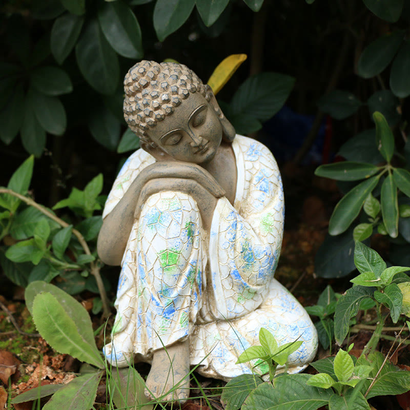 Meditierende Zen-Buddha-Statue aus Kunstharz für Gelassenheit und Ruhe