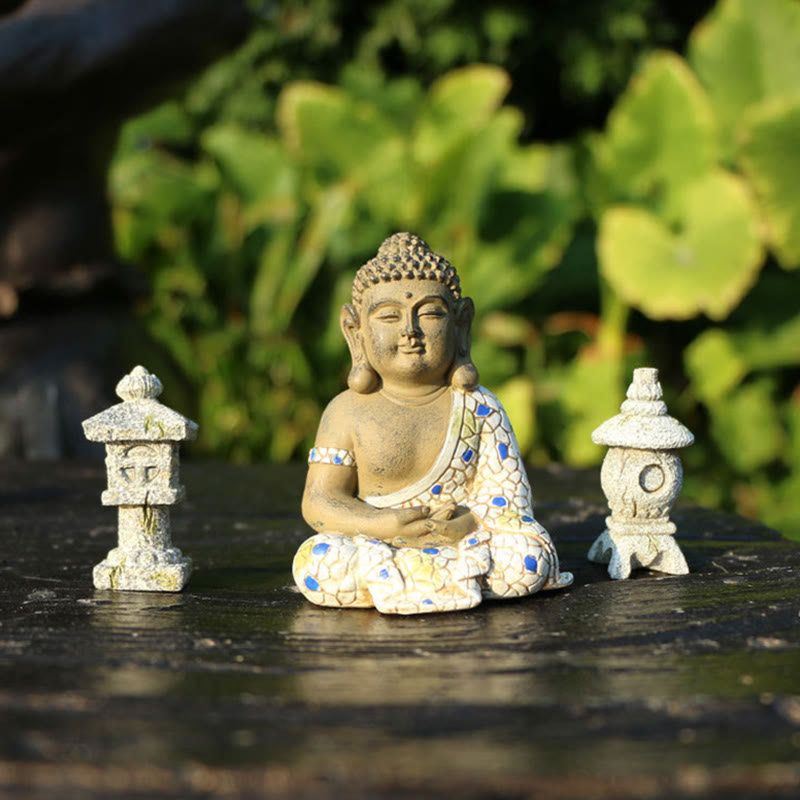 Meditierende Zen-Buddha-Statue aus Kunstharz für Gelassenheit und Ruhe