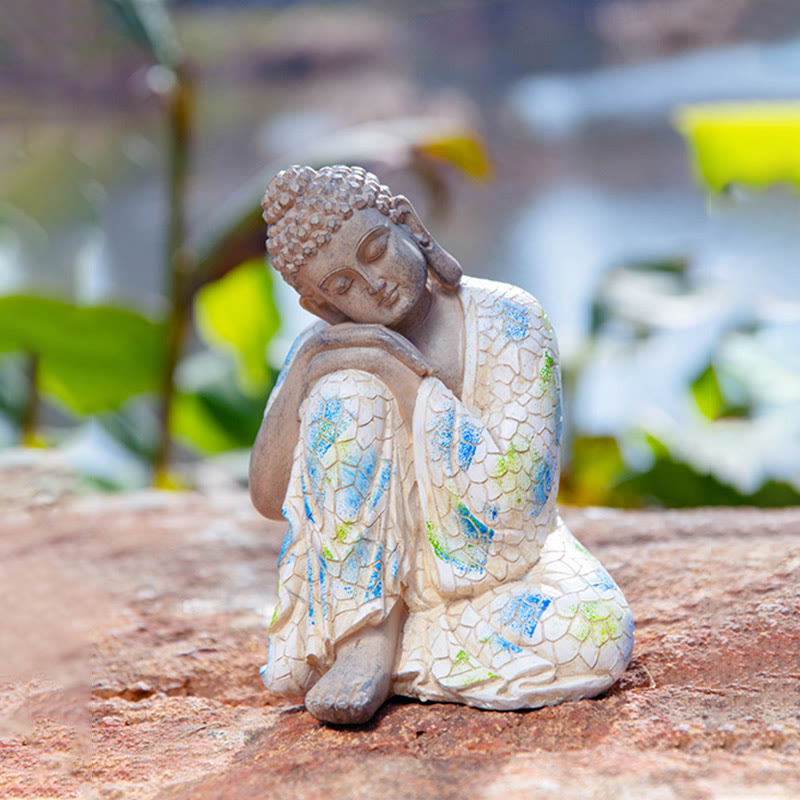 Meditierende Zen-Buddha-Statue aus Kunstharz für Gelassenheit und Ruhe