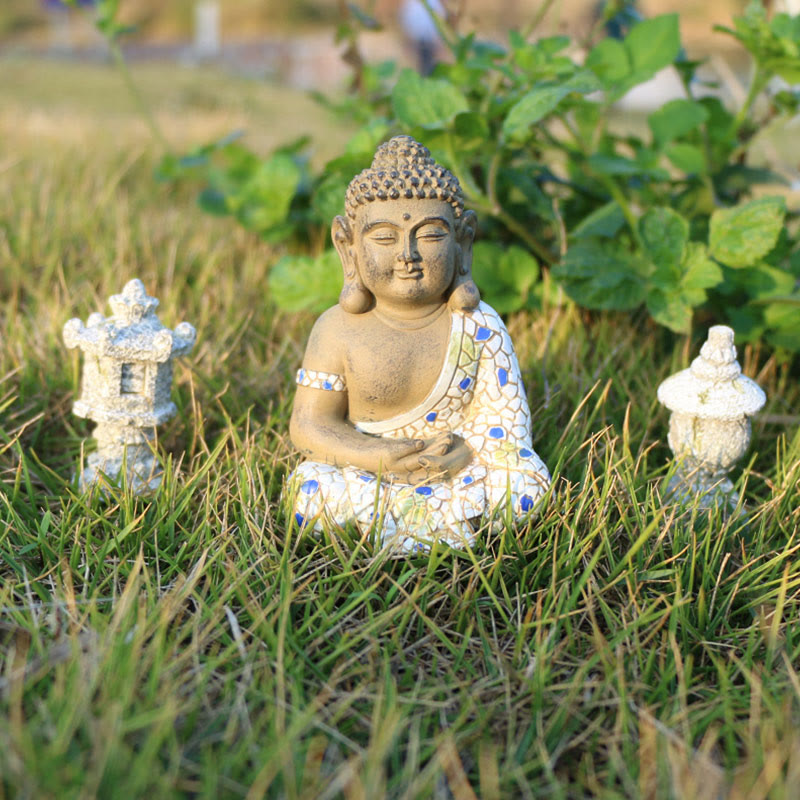 Meditierende Zen-Buddha-Statue aus Kunstharz für Gelassenheit und Ruhe