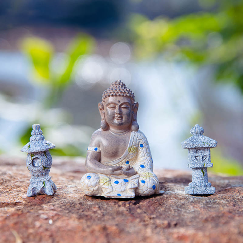 Meditierende Zen-Buddha-Statue aus Kunstharz für Gelassenheit und Ruhe