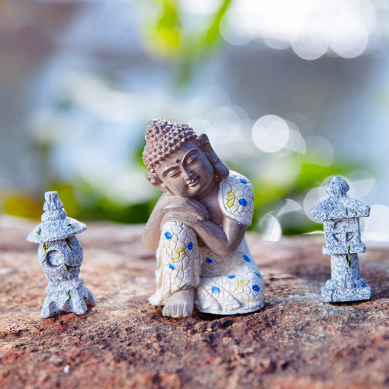 Meditierende Zen-Buddha-Statue aus Kunstharz für Gelassenheit und Ruhe