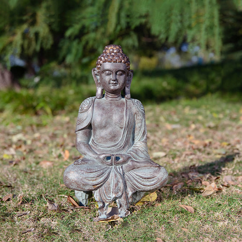 Meditierende Zen-Buddha-Statue aus Kunstharz für Gelassenheit und Ruhe