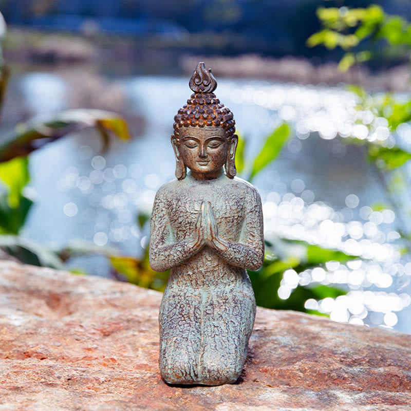 Meditierende Zen-Buddha-Statue aus Kunstharz für Gelassenheit und Ruhe