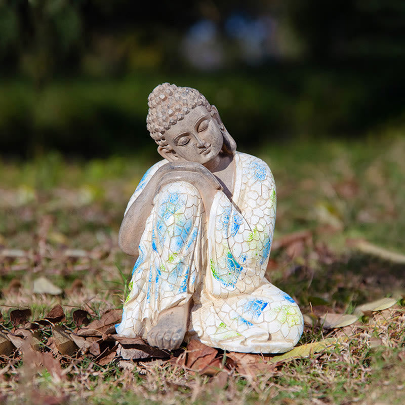 Meditierende Zen-Buddha-Statue aus Kunstharz für Gelassenheit und Ruhe