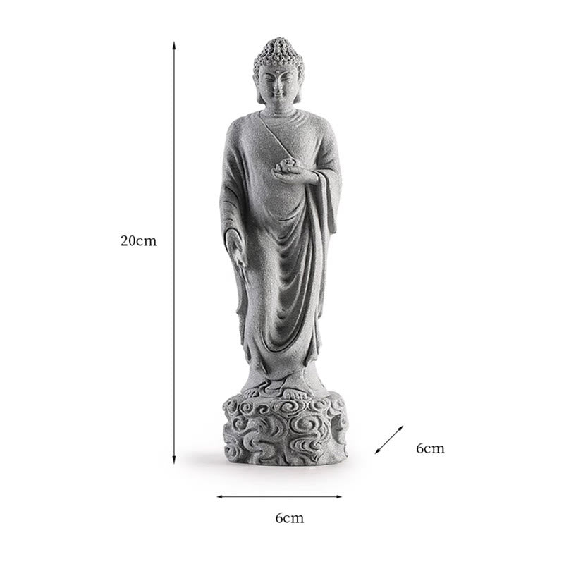 Meditations-Buddha-Statue aus Sandstein, 6 x 6 x 20 cm, für Serenity Home