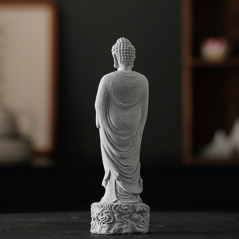 Meditations-Buddha-Statue aus Sandstein, 6 x 6 x 20 cm, für Serenity Home