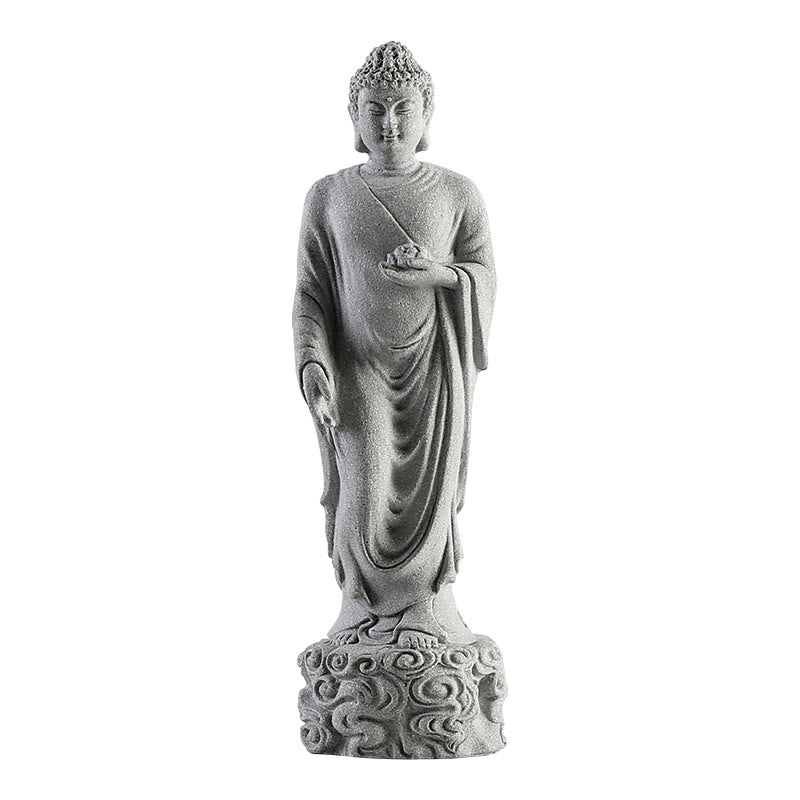 Meditations-Buddha-Statue aus Sandstein, 6 x 6 x 20 cm, für Serenity Home