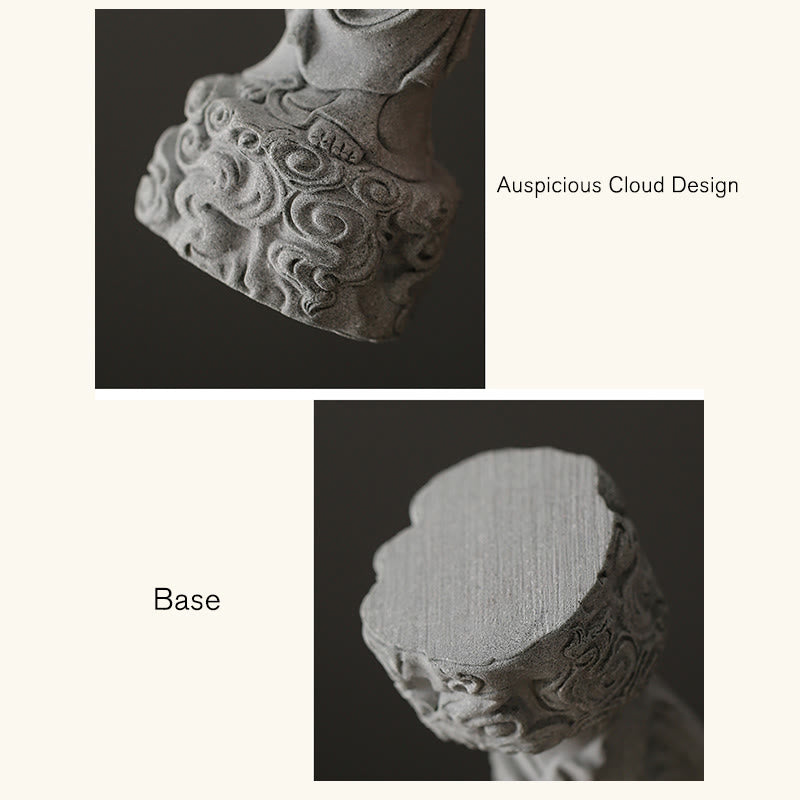 Meditations-Buddha-Statue aus Sandstein, 6 x 6 x 20 cm, für Serenity Home