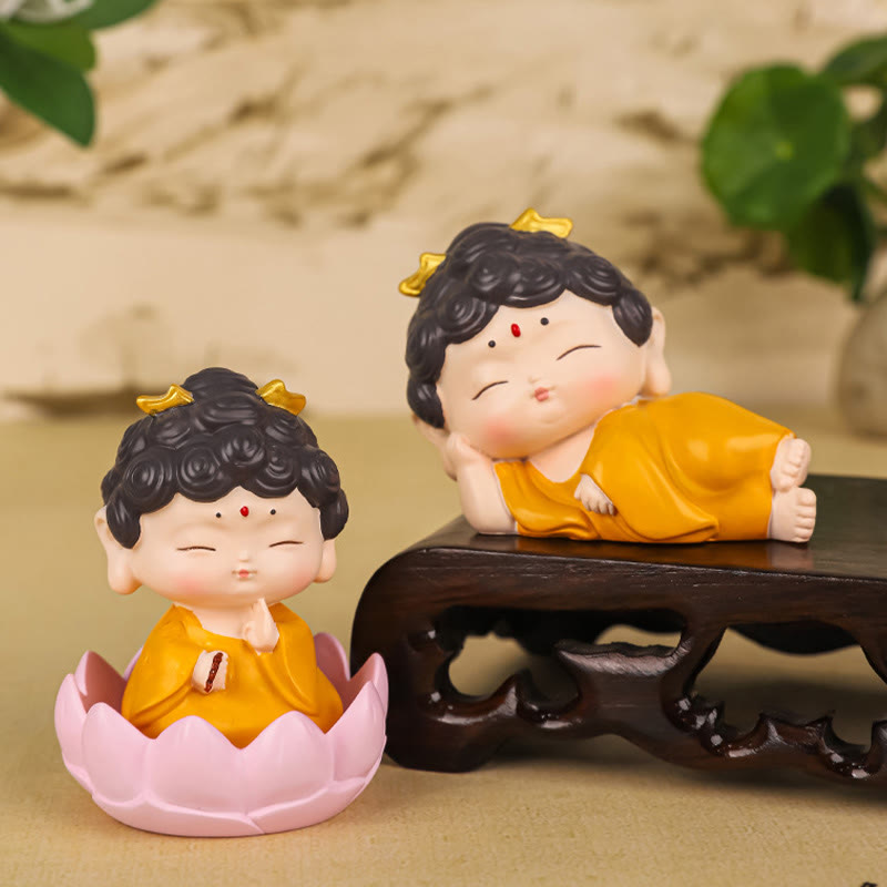 Meditations-Lotus-Amitabha-Buddha-Statue aus Kunstharz, Heimdekoration