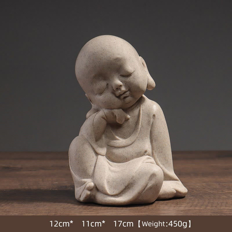 Meditationsstatue aus Harz-Buddha-Mönch für Gelassenheit zu Hause