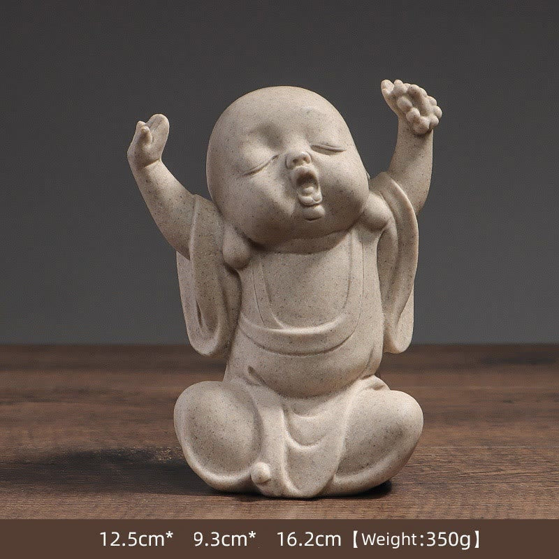 Meditationsstatue aus Harz-Buddha-Mönch für Gelassenheit zu Hause