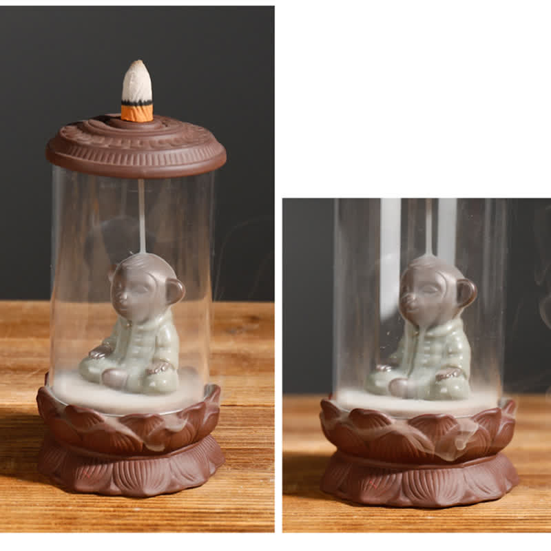 Meditation Wukong Rückfluss-Räuchergefäß aus violettem Ton