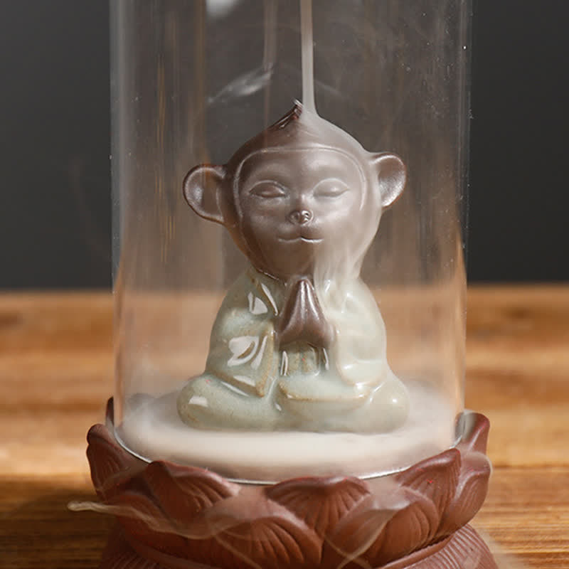 Meditation Wukong Rückfluss-Räuchergefäß aus violettem Ton