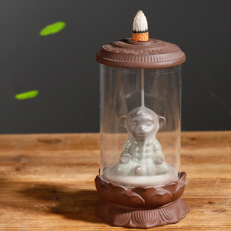 Meditation Wukong Rückfluss-Räuchergefäß aus violettem Ton