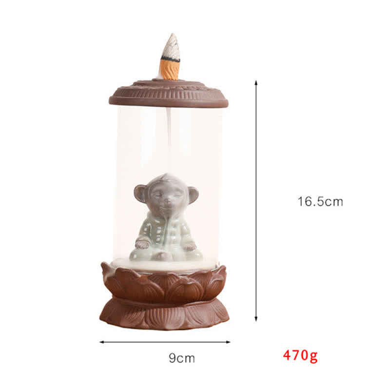 Meditation Wukong Rückfluss-Räuchergefäß aus violettem Ton