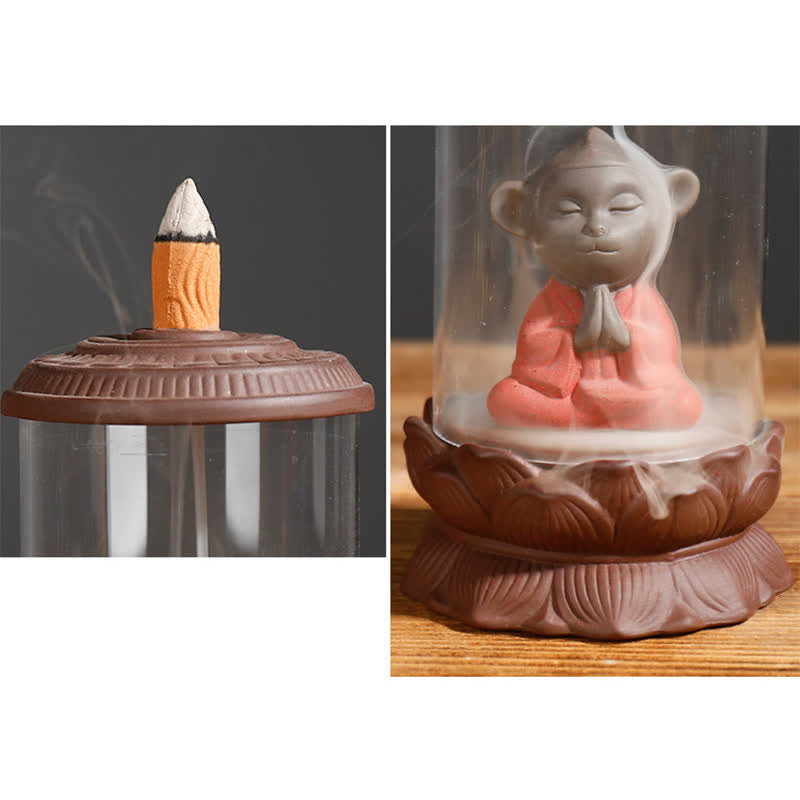 Meditation Wukong Rückfluss-Räuchergefäß aus violettem Ton