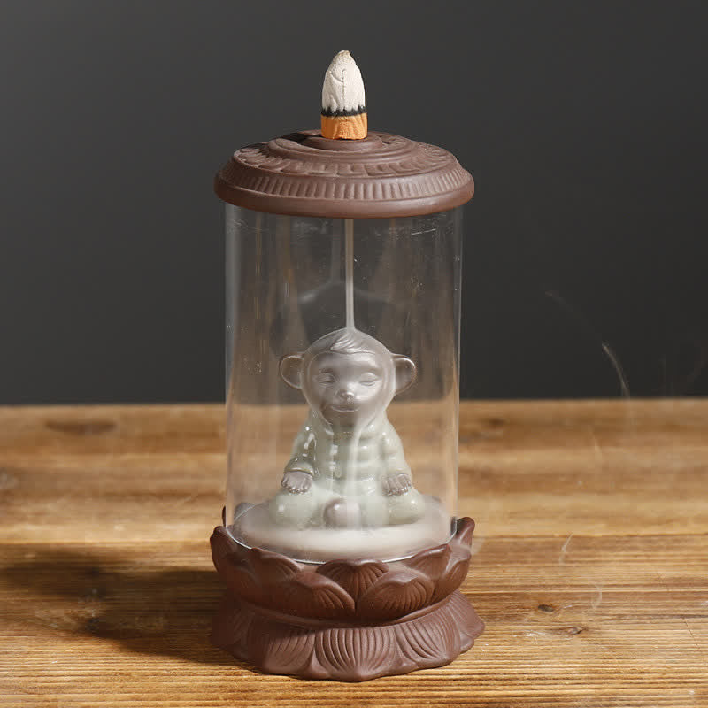 Meditation Wukong Rückfluss-Räuchergefäß aus violettem Ton