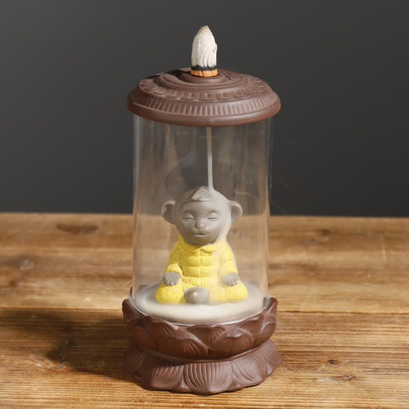 Meditation Wukong Rückfluss-Räuchergefäß aus violettem Ton