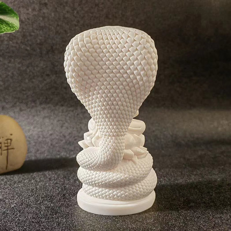 Mittlere Elfenbein-Buddha-Statue mit Schlangen-Lotus-Gelassenheitssymbol