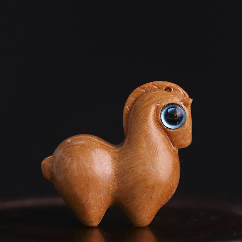 Mittelgroße kleine Blatt rote Sandelholz Glück Mini Pferd Schutz Figur