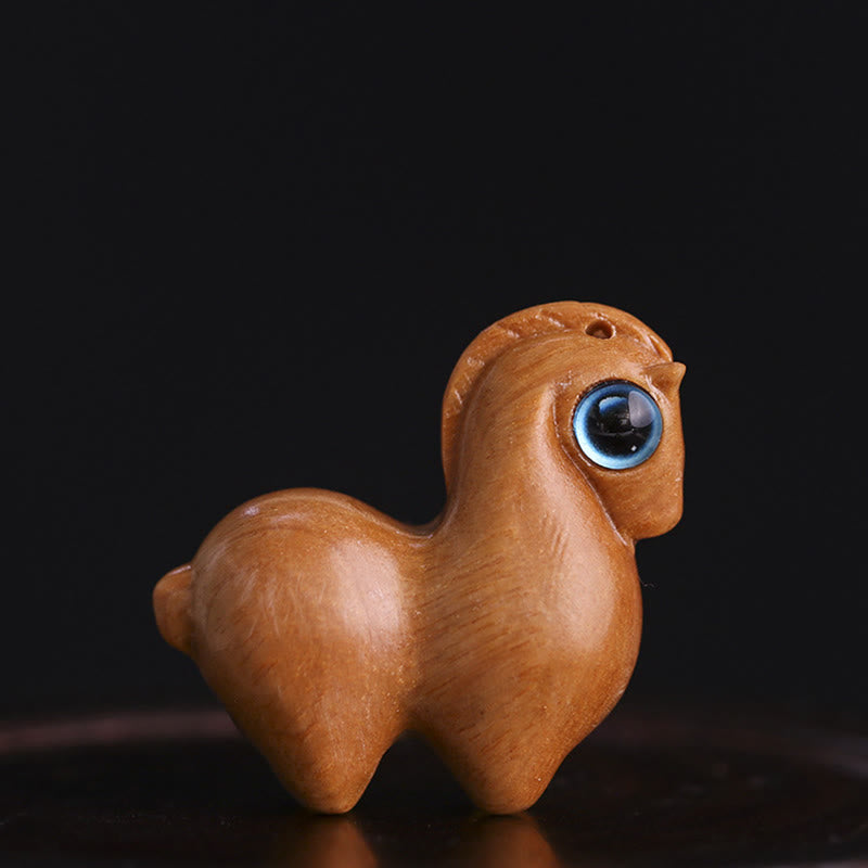 Mittelgroße kleine Blatt rote Sandelholz Glück Mini Pferd Schutz Figur