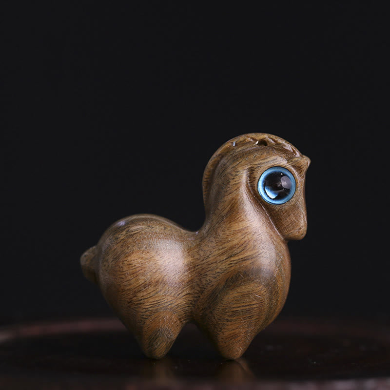 Mittelgroße kleine Blatt rote Sandelholz Glück Mini Pferd Schutz Figur