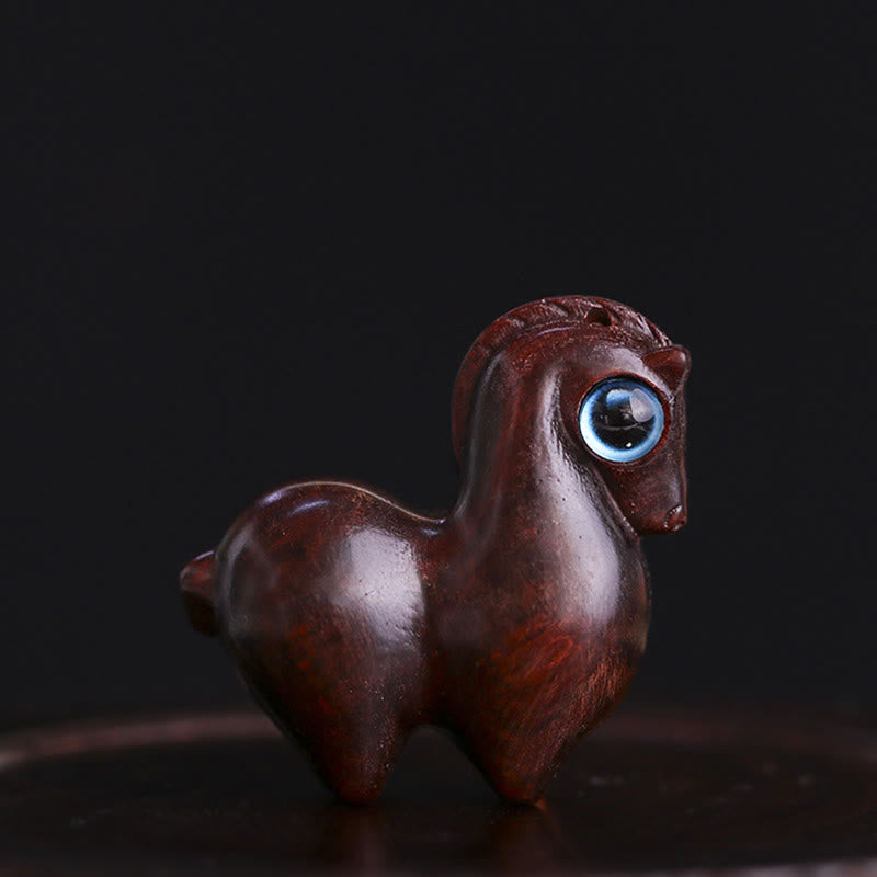 Mittelgroße kleine Blatt rote Sandelholz Glück Mini Pferd Schutz Figur