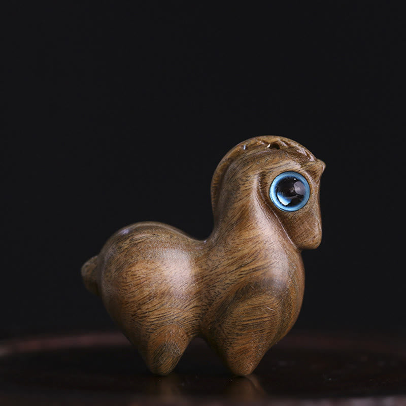 Mittelgroße kleine Blatt rote Sandelholz Glück Mini Pferd Schutz Figur