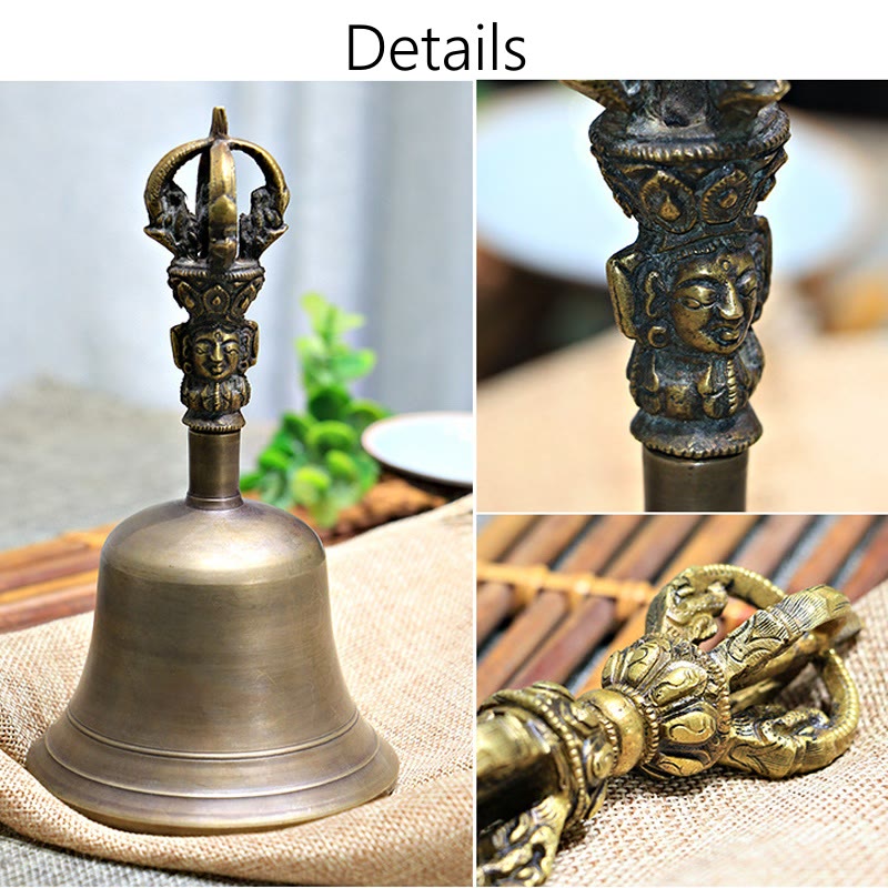 Mittleres Meditationsset aus tibetischer Glocke und Vajra Dorje aus Kupfer