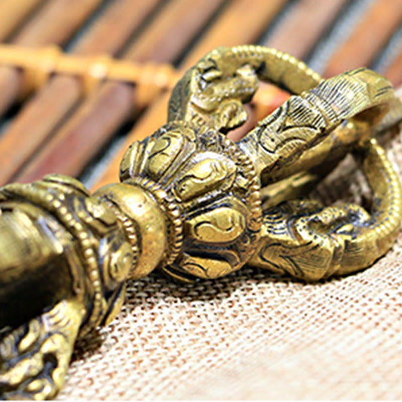 Mittleres Meditationsset aus tibetischer Glocke und Vajra Dorje aus Kupfer