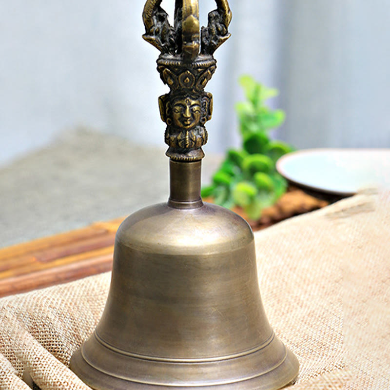 Mittleres Meditationsset aus tibetischer Glocke und Vajra Dorje aus Kupfer