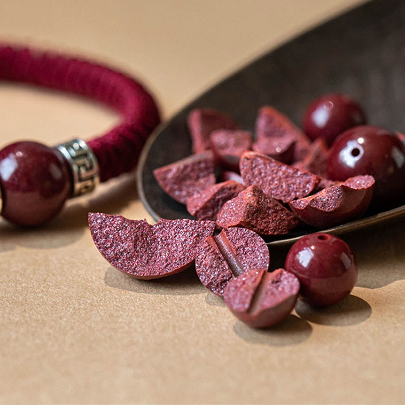 Herren Zinnober Armband 12mm Perlen | Sterling Silber Calm