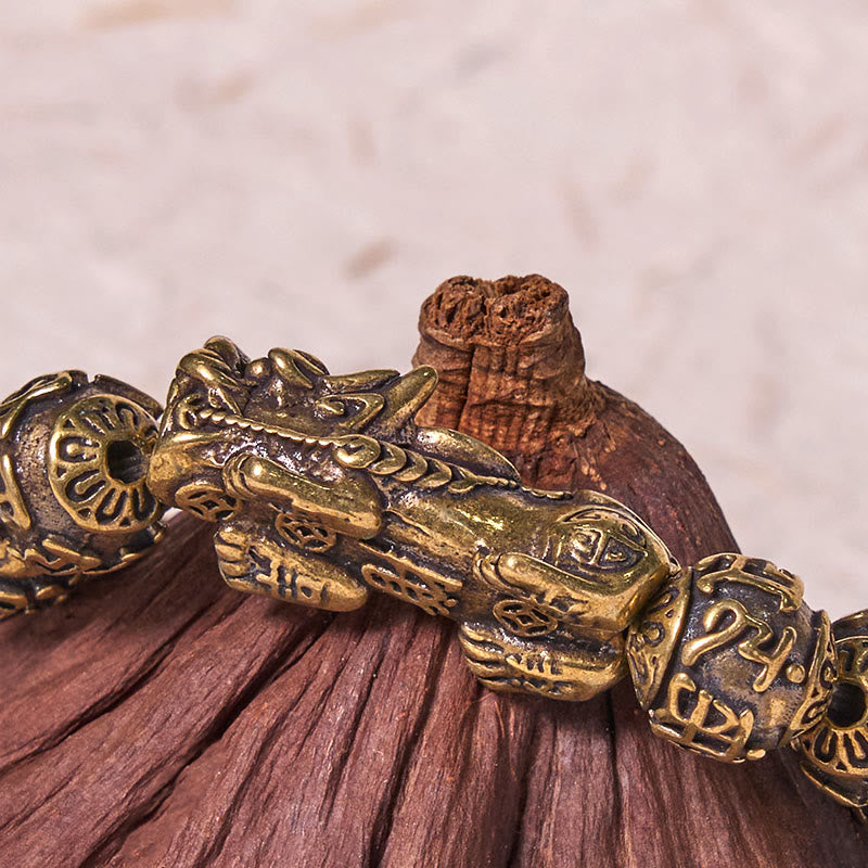 Kupferarmband mit Pixiu-Fu-Charakter für Herren mit Om Mani Padme Hum-Perlen
