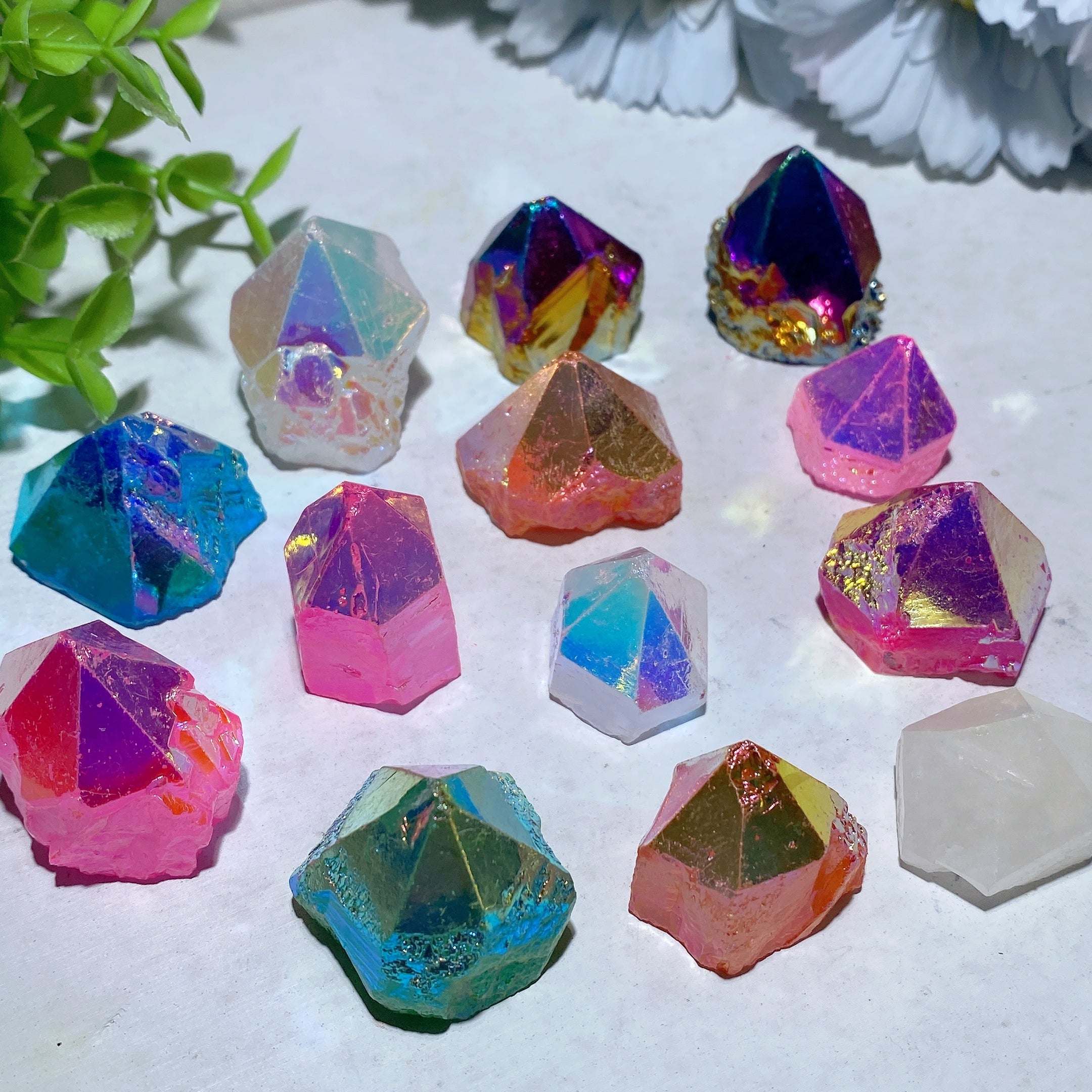Mini Aura Coated Crystal Points 1 Inch Polished Healing