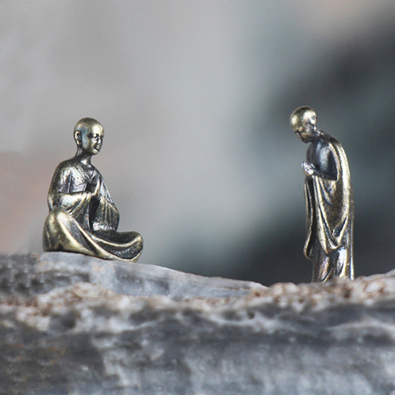 Mini-Buddha-Statuen-Set | Meditationsmönch-Dekor aus Metall