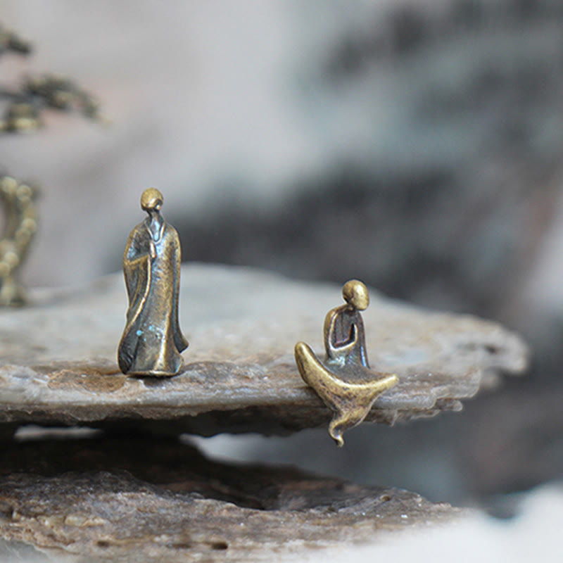 Mini-Buddha-Statuen-Set | Meditationsmönch-Dekor aus Metall