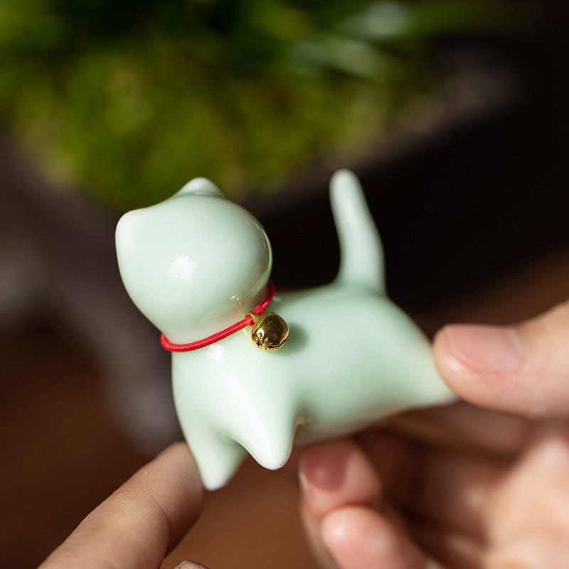 Mini-Katzenstatue aus Keramik, stehend oder liegend, 5 cm, Figur, Dekoration