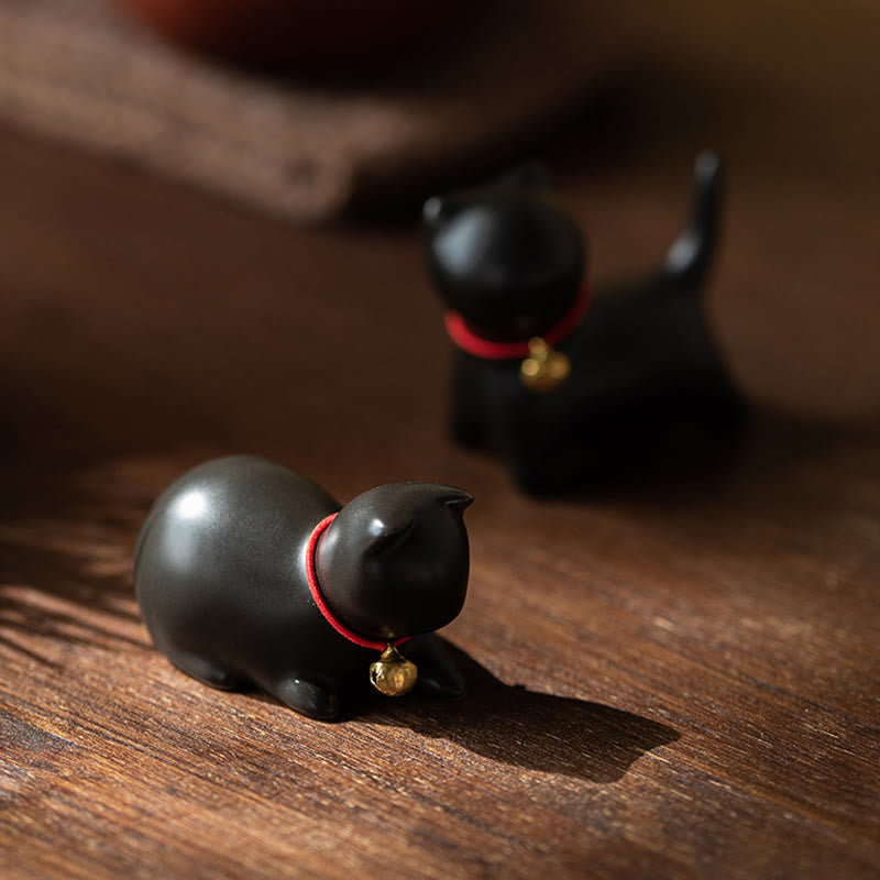Mini-Katzenstatue aus Keramik, stehend oder liegend, 5 cm, Figur, Dekoration