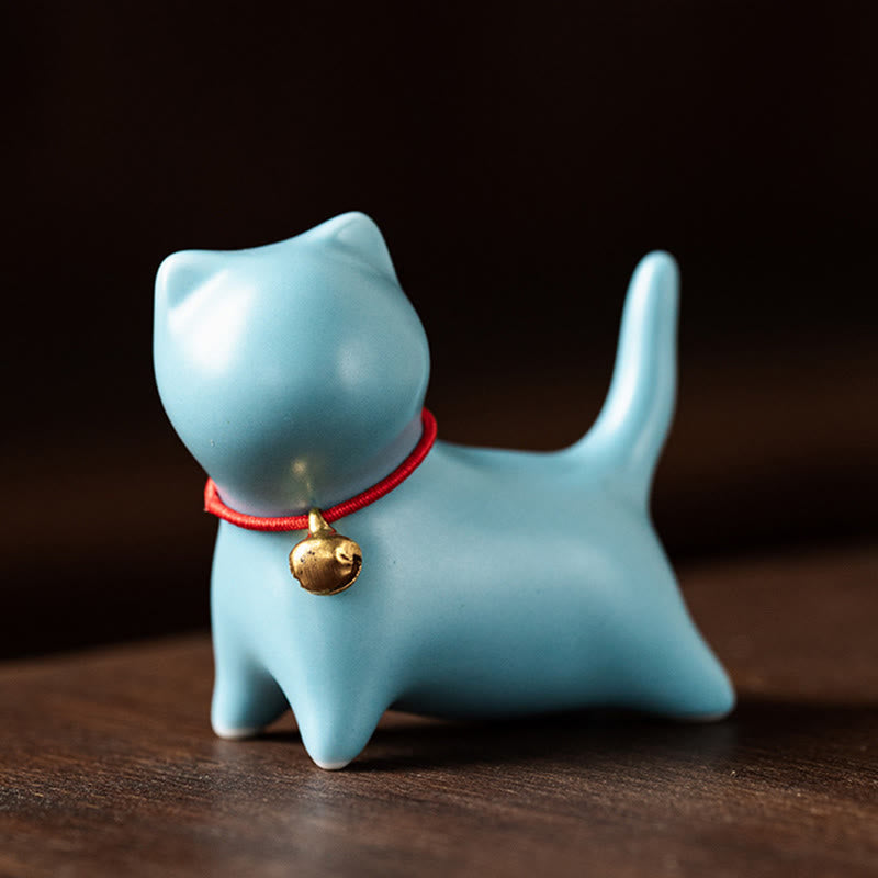 Mini-Katzenstatue aus Keramik, stehend oder liegend, 5 cm, Figur, Dekoration