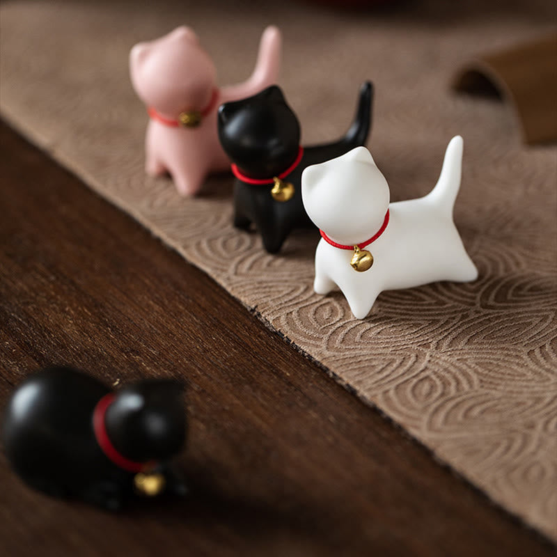 Mini-Katzenstatue aus Keramik, stehend oder liegend, 5 cm, Figur, Dekoration