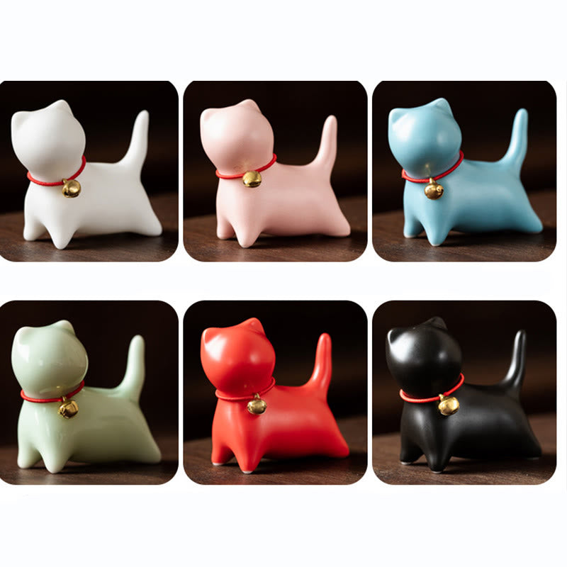 Mini-Katzenstatue aus Keramik, stehend oder liegend, 5 cm, Figur, Dekoration