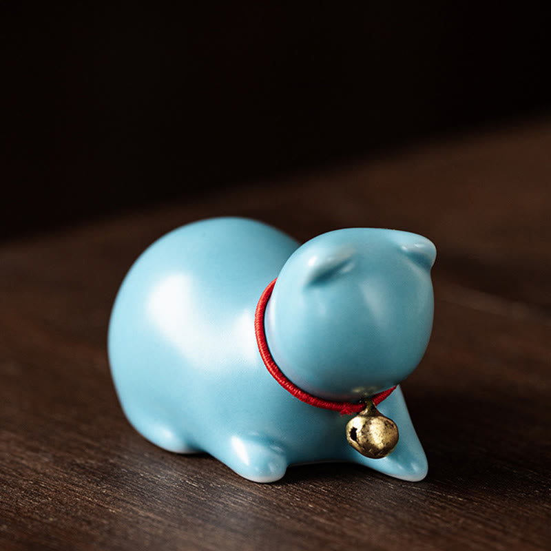 Mini-Katzenstatue aus Keramik, stehend oder liegend, 5 cm, Figur, Dekoration