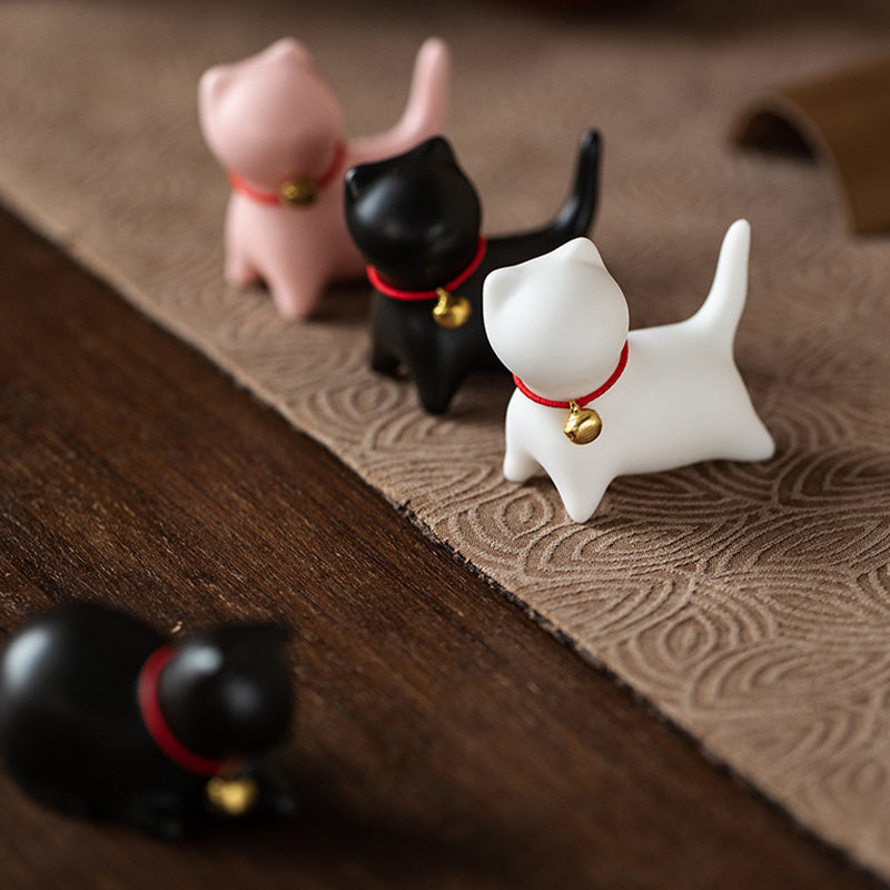 Mini-Keramik-Katzen-Teehaustier | Sitzende &amp; stehende Figur 5 cm