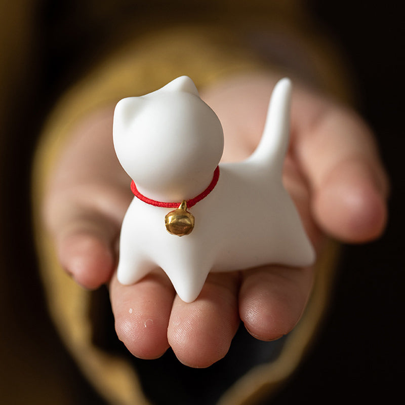 Mini-Keramik-Katzen-Teehaustier | Sitzende &amp; stehende Figur 5 cm