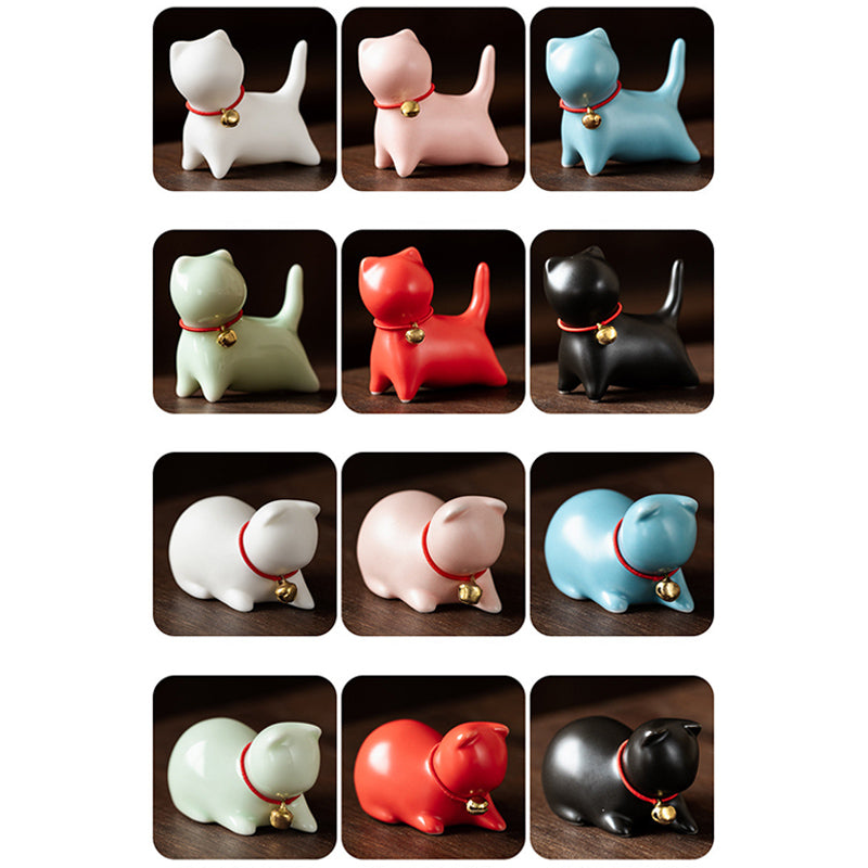 Mini-Keramik-Katzen-Teehaustier | Sitzende &amp; stehende Figur 5 cm