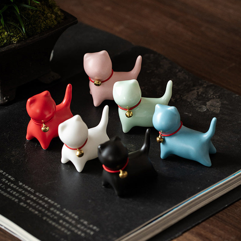 Mini-Keramik-Katzen-Teehaustier | Sitzende &amp; stehende Figur 5 cm