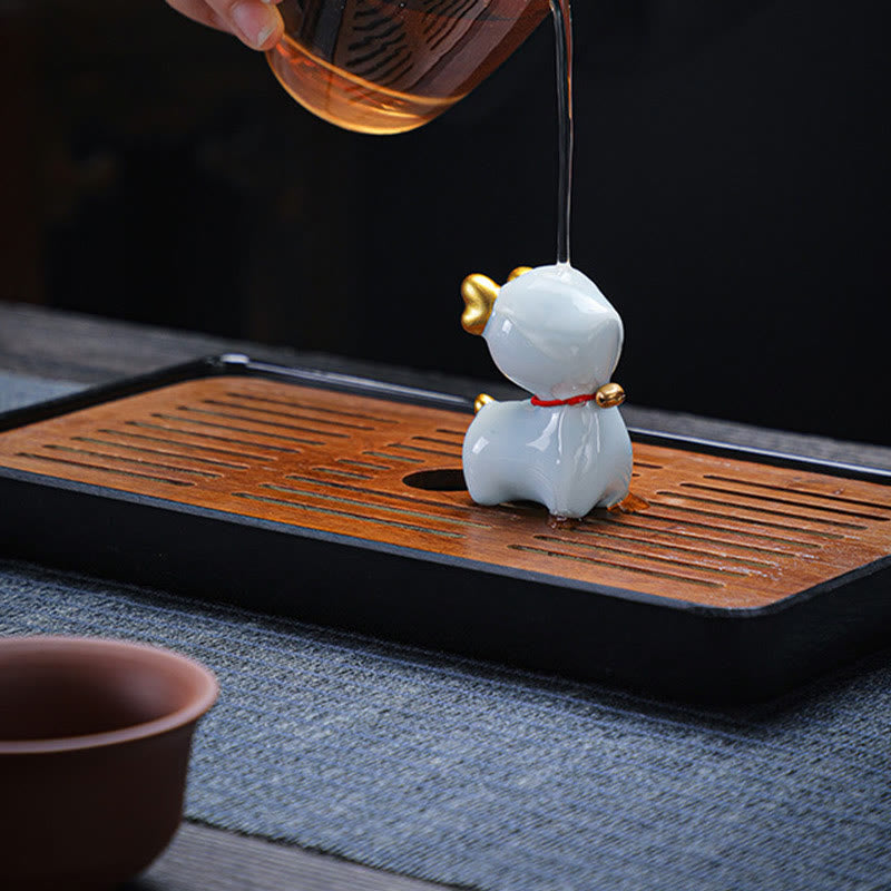 Mini-Teetierfigur aus Keramik mit Hirschmotiv für spirituelles Dekor